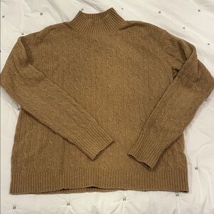 J. Crew Camel Color Extra Soft Cable Knit Turtleneck Sweater